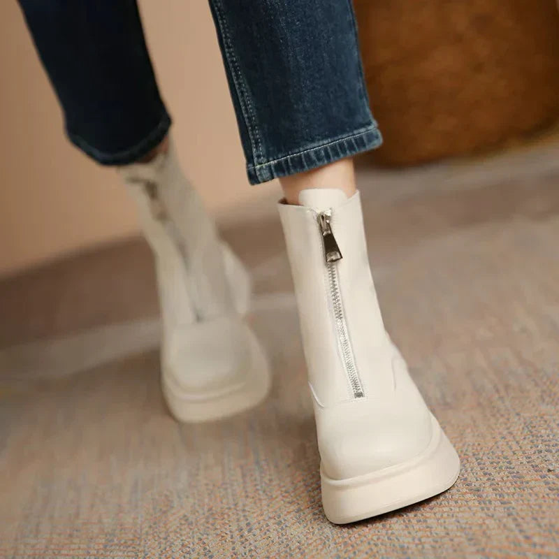 R&B | Echtes Leder Modefell Winterstiefel