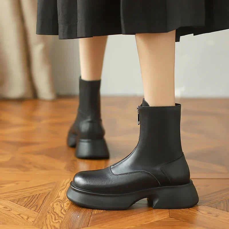 R&B | Echtes Leder Modefell Winterstiefel