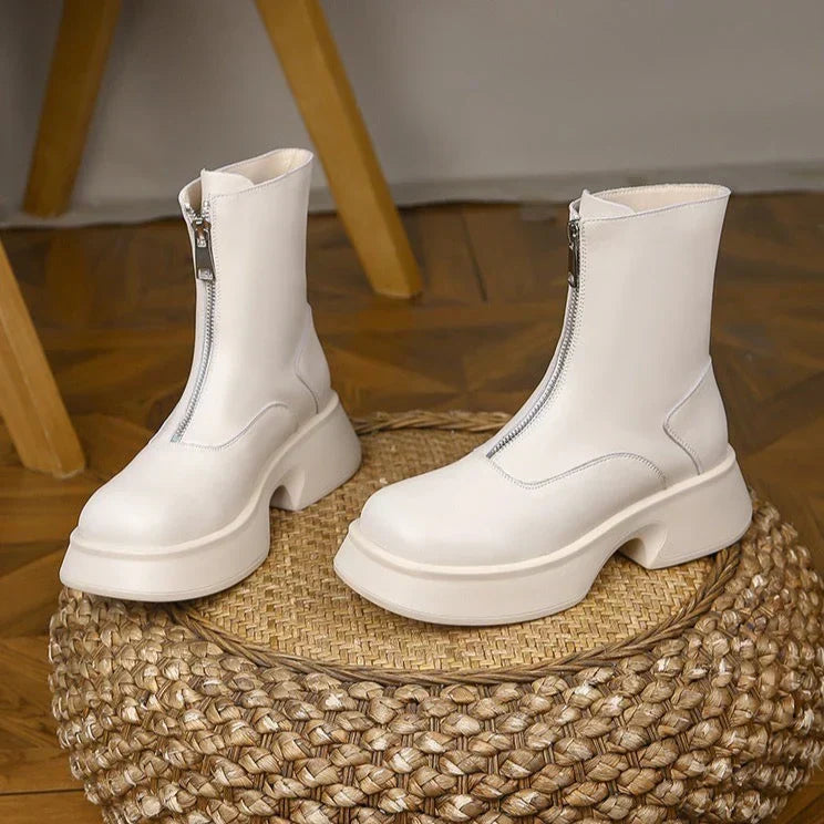 R&B | Echtes Leder Modefell Winterstiefel