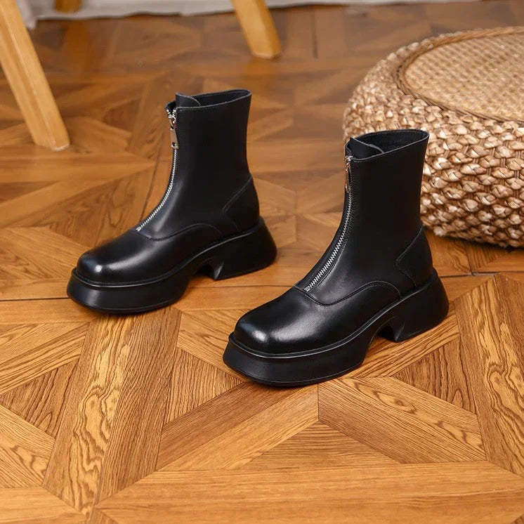 R&B | Echtes Leder Modefell Winterstiefel