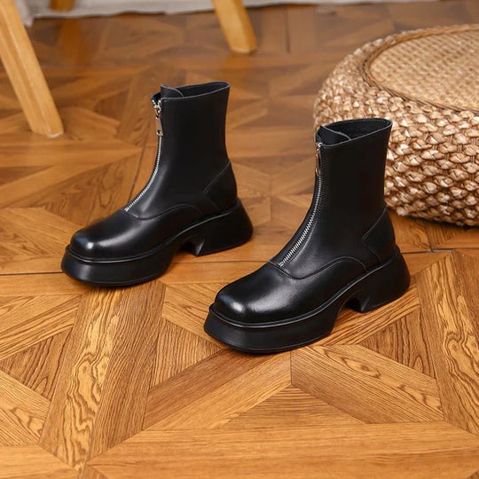 R&B | Echtes Leder Modefell Winterstiefel