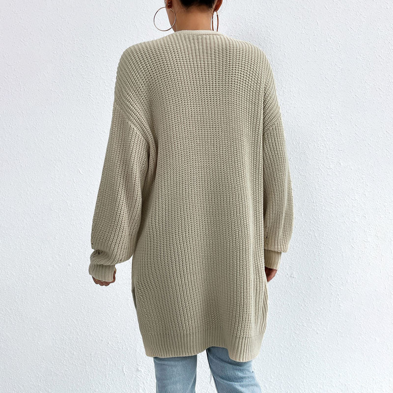 R&B | Einfarbige Elegante Strickjacke mit Taschen