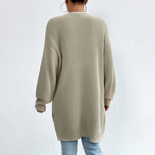 R&B | Einfarbige Elegante Strickjacke mit Taschen