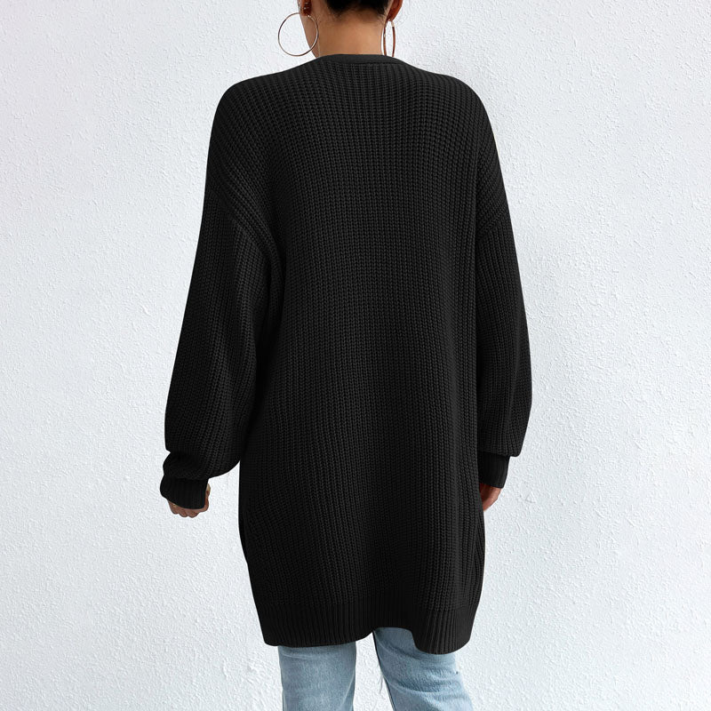 R&B | Einfarbige Elegante Strickjacke mit Taschen