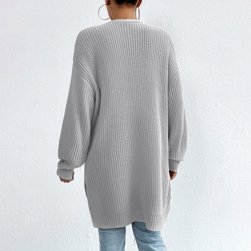 R&B | Einfarbige Elegante Strickjacke mit Taschen