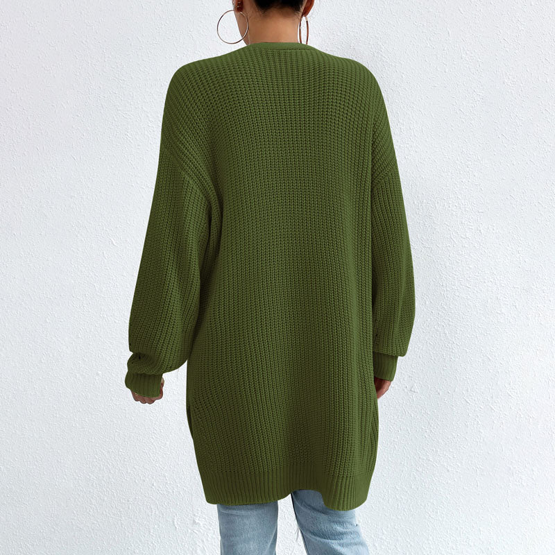 R&B | Einfarbige Elegante Strickjacke mit Taschen