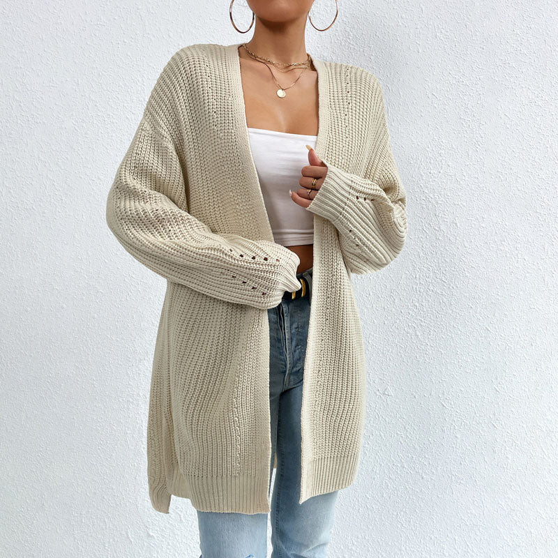 R&B | Einfarbige Elegante Strickjacke mit Taschen