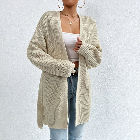R&B | Einfarbige Elegante Strickjacke mit Taschen