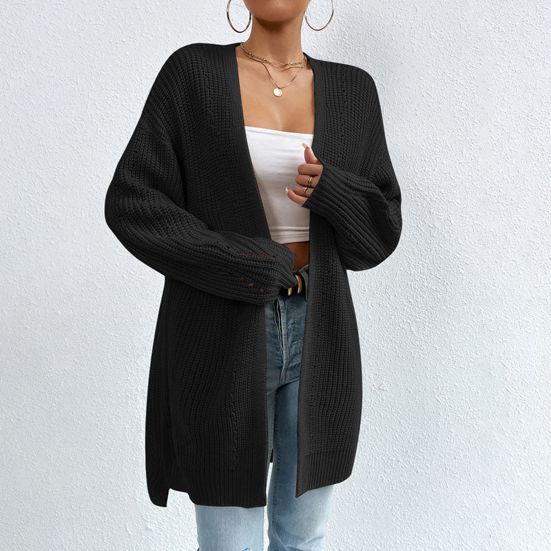 R&B | Einfarbige Elegante Strickjacke mit Taschen