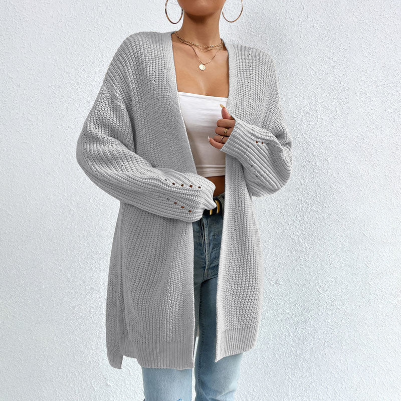 R&B | Einfarbige Elegante Strickjacke mit Taschen