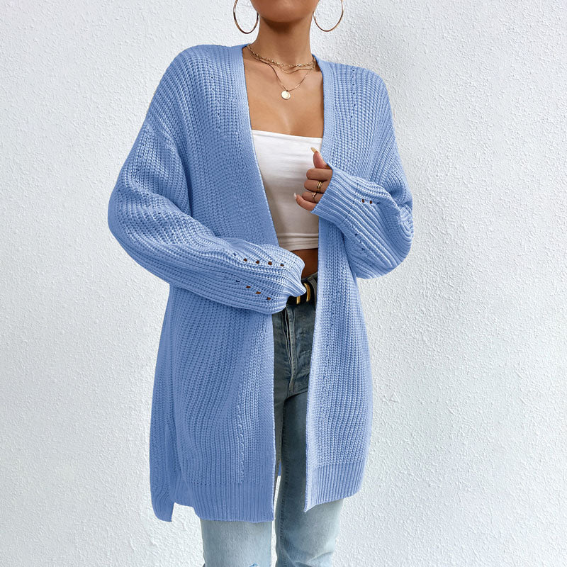 R&B | Einfarbige Elegante Strickjacke mit Taschen