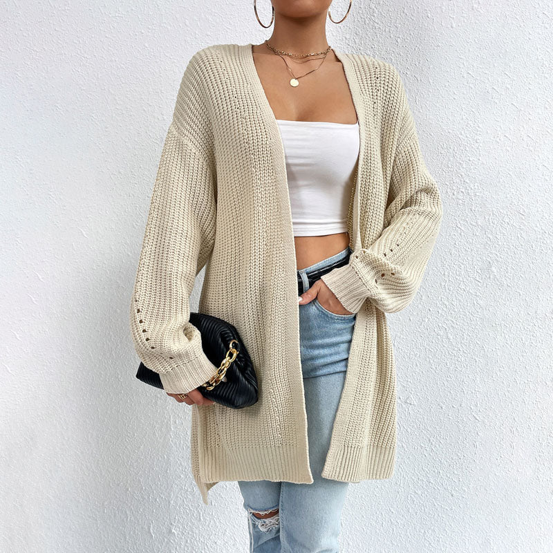 R&B | Einfarbige Elegante Strickjacke mit Taschen