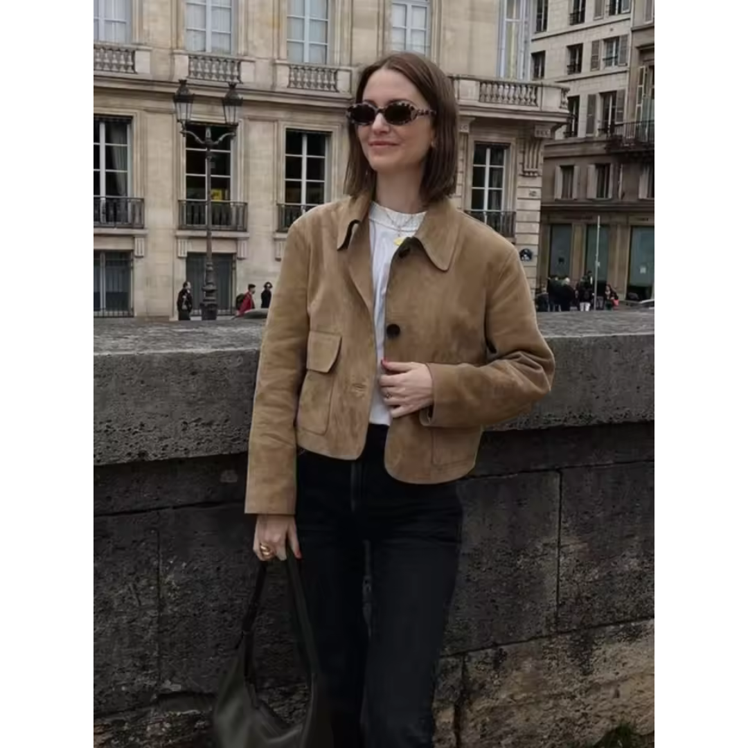 R&B | Kurze Jacke mit Knöpfen und Langen Ärmeln für Damen
