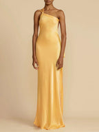 Langes Satinkleid, schulterfrei, figurbetont, Gürtel, rückenfrei, ärmellos, für Damen, elegant, lässig, für Abend, Party, Hochzeit, Gast