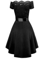 Midikleid mit Spitze, kurze Vorderseite, langer Rücken, eleganter Cocktail-Skater
