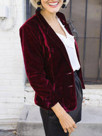 Samtblazer mit Reverskragen, Elegante, Modische Damenjacke