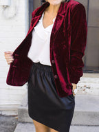 Samtblazer mit Reverskragen, Elegante, Modische Damenjacke