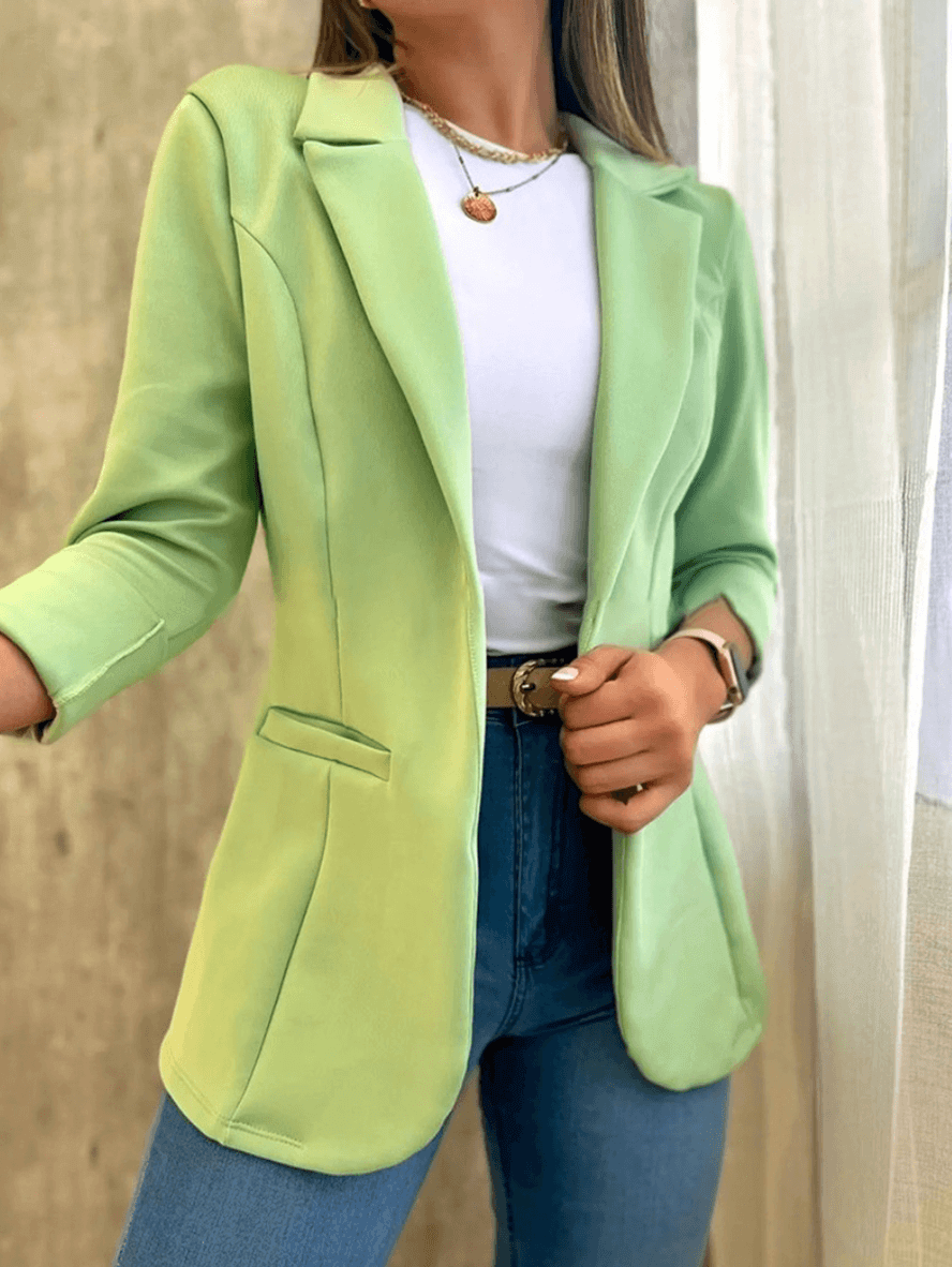 R&B | Einfarbige Bürokultur, Taschen, Reverskragen, Lange Ärmel, Damenanzugstil, Elegante Modische Jacke