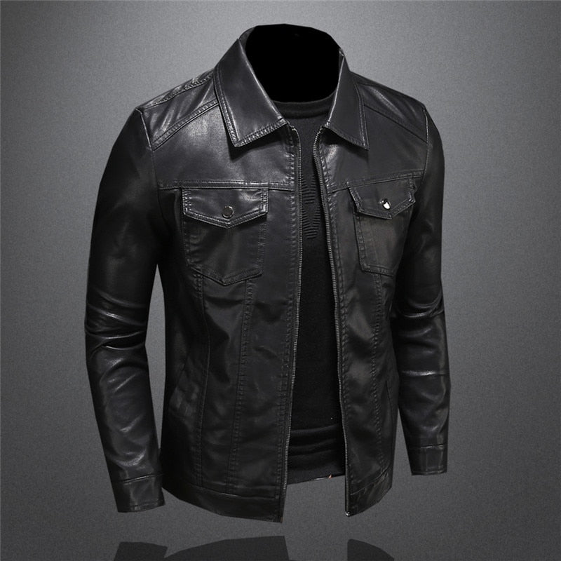 R&B | Schwarze Motorradlederjacke Pu-leder Robust und Stilvoll