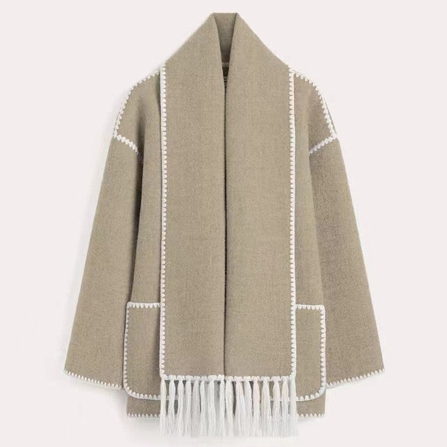 R&B | Wollmantel für Damen Grau Elegant und Stilvoll