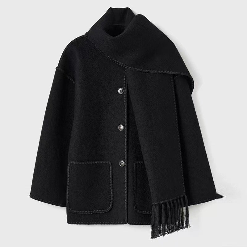 R&B | Wollmantel für Damen Grau Elegant und Stilvoll