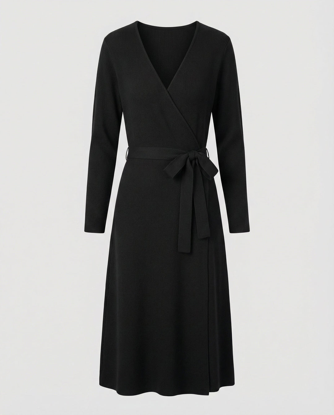 Elegantes Damen Wickelkleid mit Langen Ärmeln und Taillenkordelung | R&B