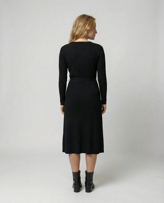 Elegantes Damen Wickelkleid mit Langen Ärmeln und Taillenkordelung | R&B