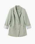 R&B | Olivfarbener Damen Sommerblazer mit Doppelkneifen