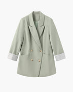 R&B | Olivfarbener Damen Sommerblazer mit Doppelkneifen
