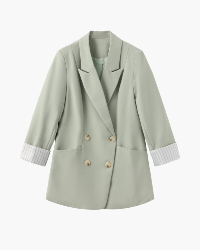 R&B | Olivfarbener Damen Sommerblazer mit Doppelkneifen