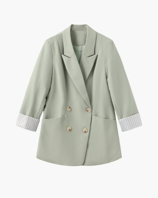 R&B | Olivfarbener Damen Sommerblazer mit Doppelkneifen