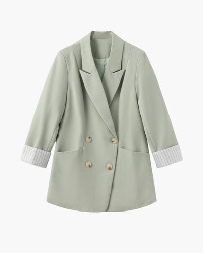 R&B | Olivfarbener Damen Sommerblazer mit Doppelkneifen