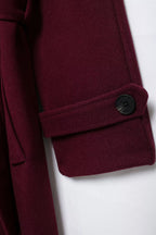 R&B | Damen Lange Winterjacke mit Gürtel und Doppelter Knopfverschlus