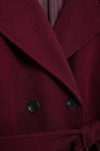 R&B | Damen Lange Winterjacke mit Gürtel und Doppelter Knopfverschlus