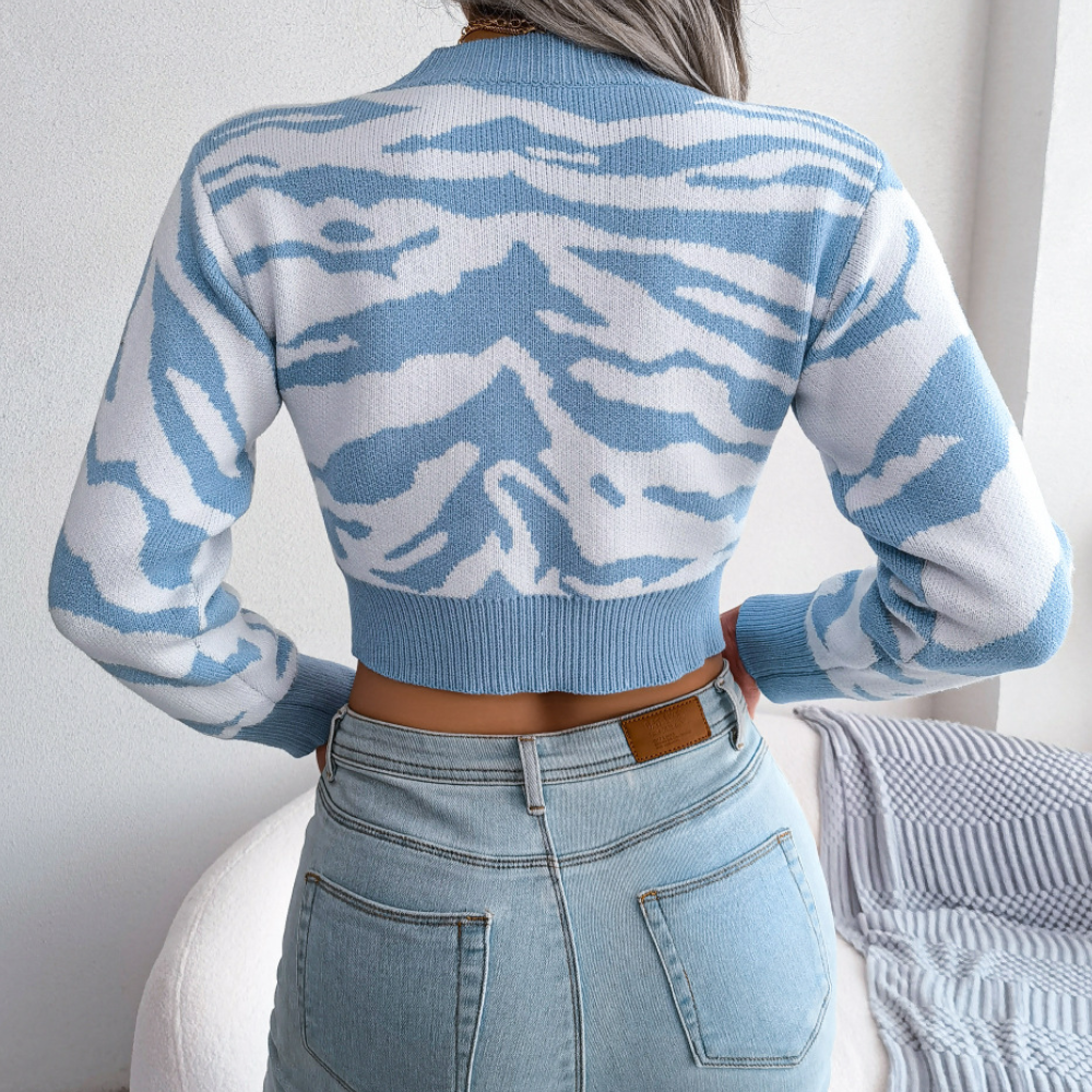 R&B | Cropped Sweater mit ZR&Bra-muster Strick Trendy und Komfortabel