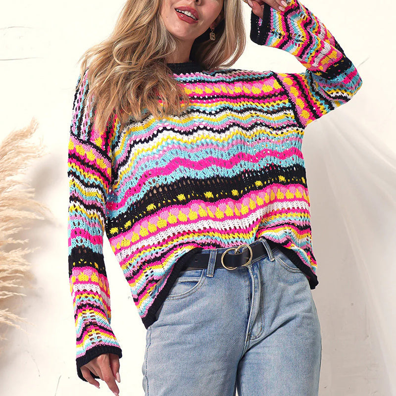 R&B | Gestreifter Strickpullover Mit Feinem Design