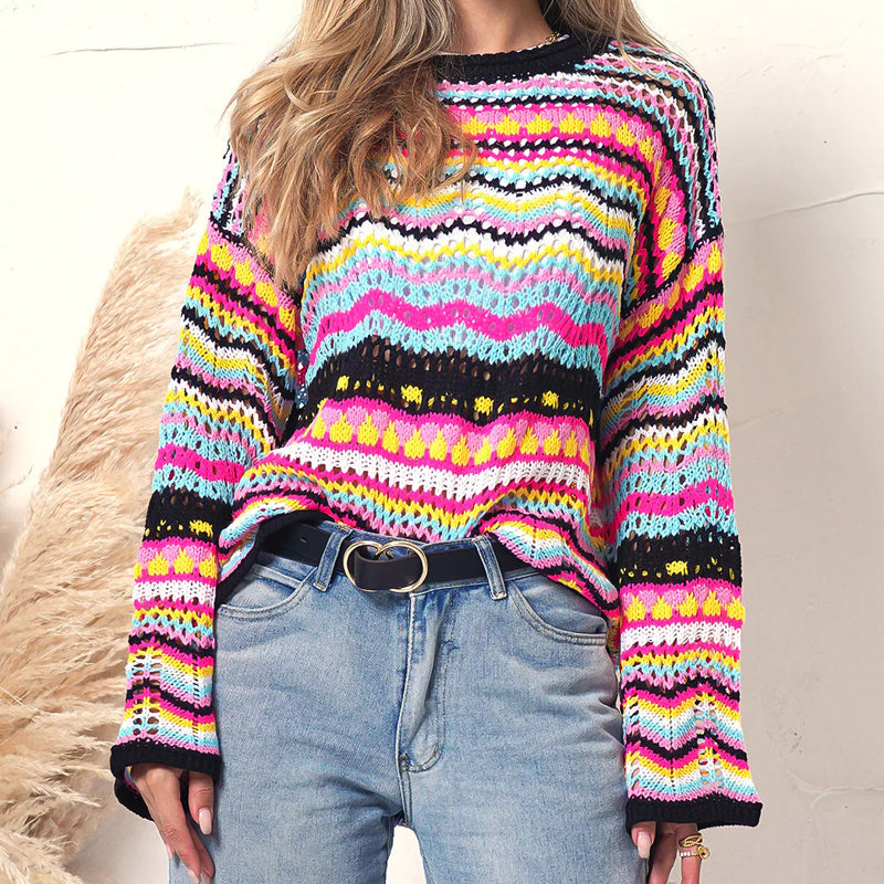 R&B | Gestreifter Strickpullover Mit Feinem Design