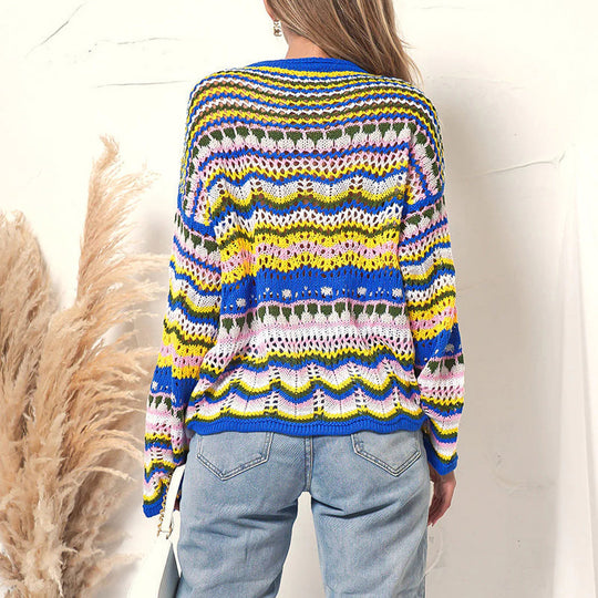 R&B | Bunte Strickjacke mit Muster Acryl Trendy und Bequem