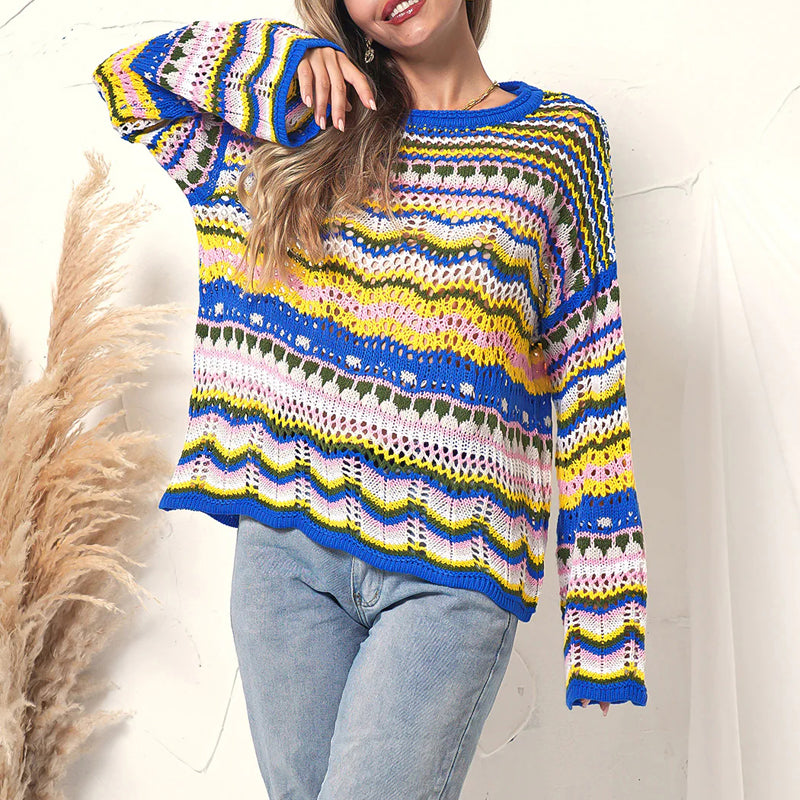R&B | Gestreifter Strickpullover Mit Feinem Design