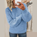 R&B | Strickpullover Sanfter Strick Lockere Passform Ballonärmel und Rundhalsausschnitt