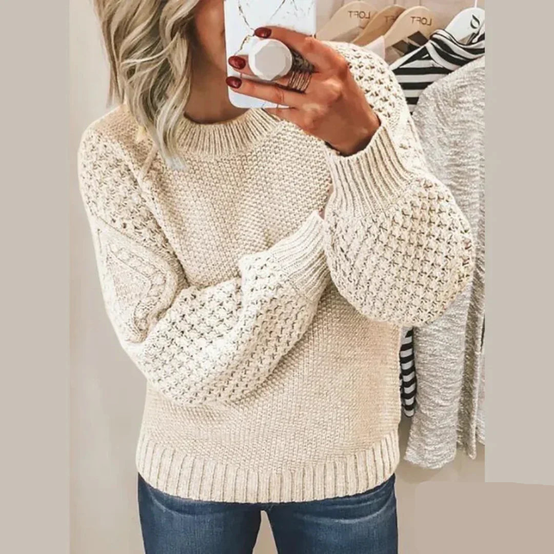 R&B | Klassischer Rundhals Langarm Strickpullover