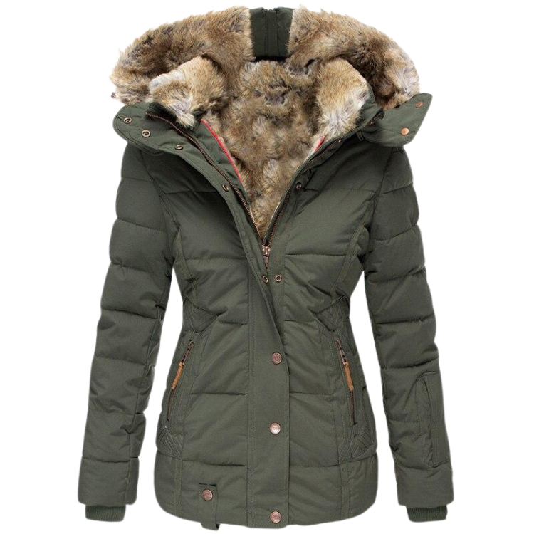 R&B | Gesteppter Wintermantel für Damen mit Fellkragen