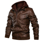 R&B | Herren Lederjacke - Biker-Stil mit doppellagiger Kapuze