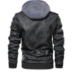 R&B | Herren Lederjacke - Biker-Stil mit doppellagiger Kapuze