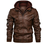 R&B | Herren Lederjacke - Biker-Stil mit doppellagiger Kapuze