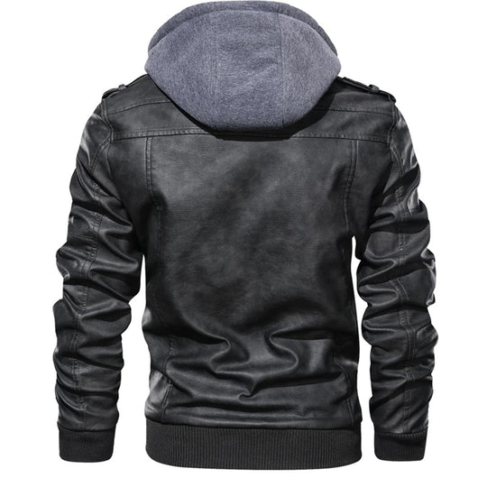 R&B | Herren Lederjacke mit Kapuze