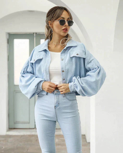 R&B | Kurzjacke Aus Gestreiftem Cord