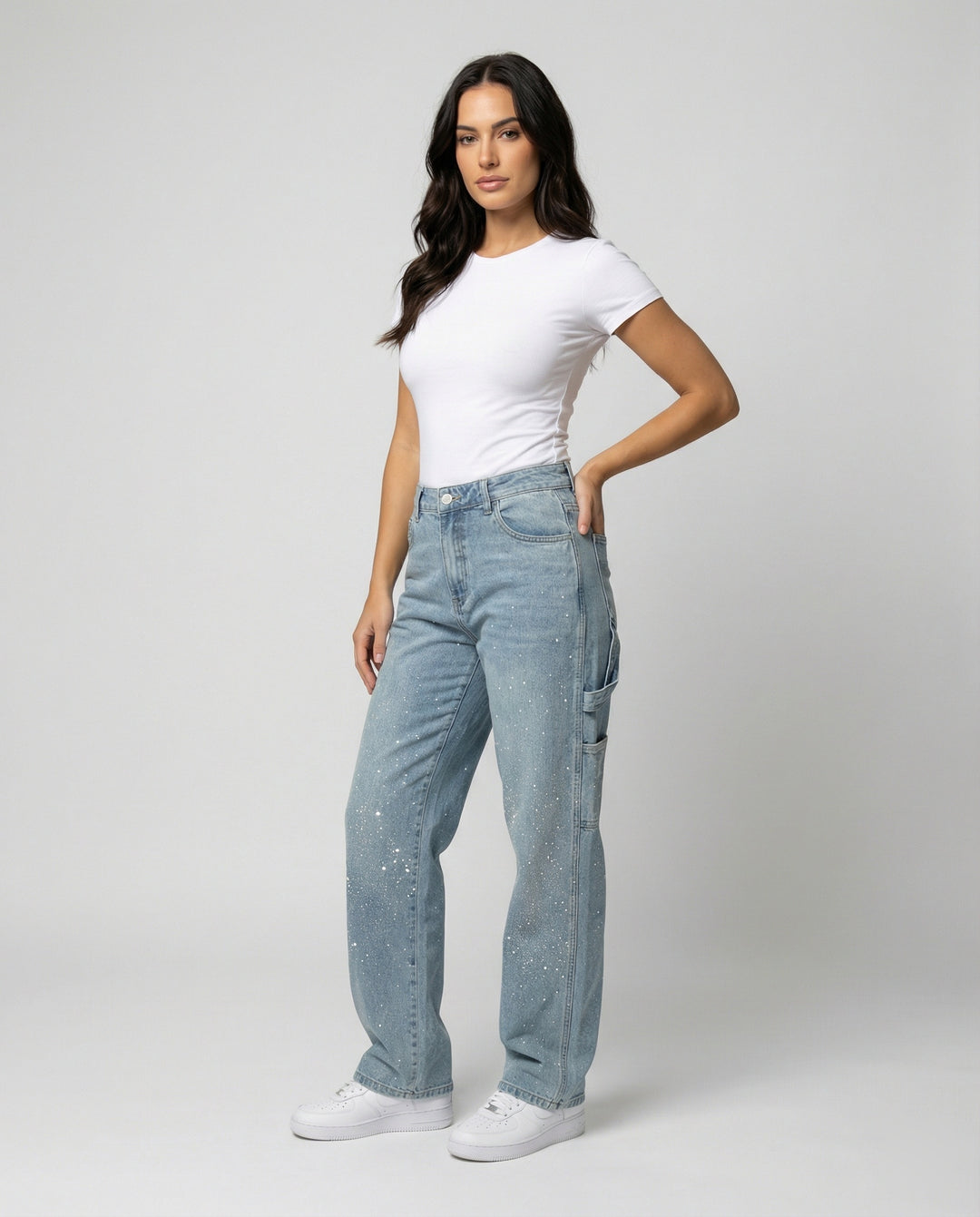 R&B | Jeans mit Glänzenden Details Trendy und Komfortabel