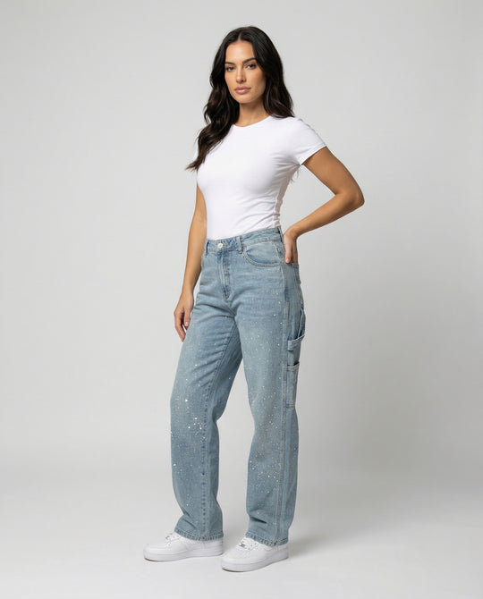 R&B | Jeans mit Glänzenden Details Trendy und Komfortabel