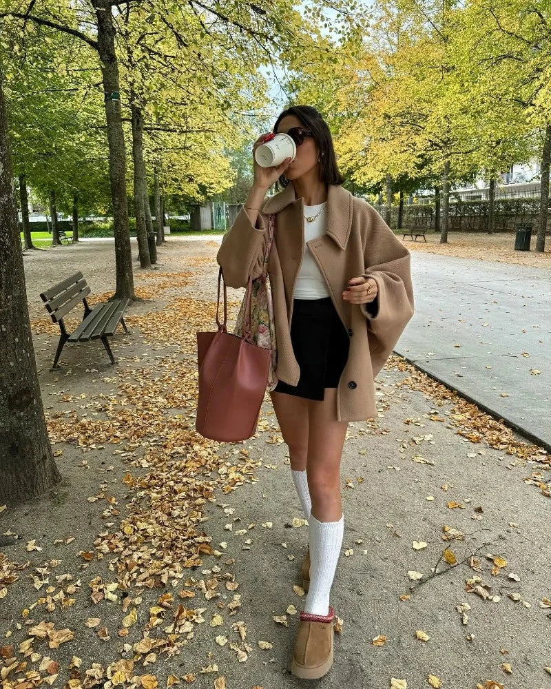 R&B | Damen Übergangsjacke Im Oversized-Stil mit Knopfverschluss